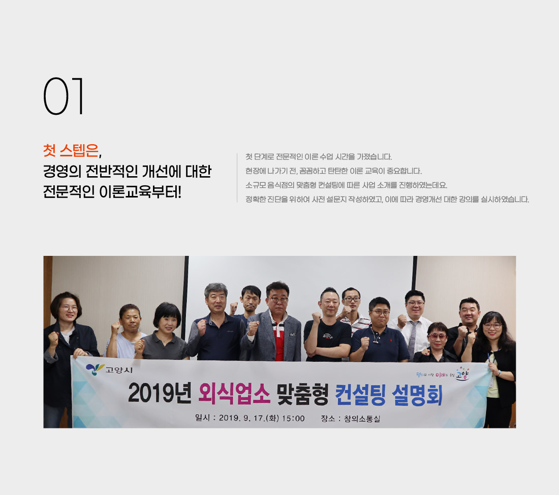 첫 스텝은, 경영의 전반적인 개선에 대한 전문적인 이론교육부터! 